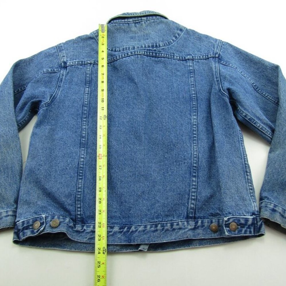 Cabelas Denim Jean Jacket Womens Size Large Blue Trucker Style Button Down - Picture 2 of 7